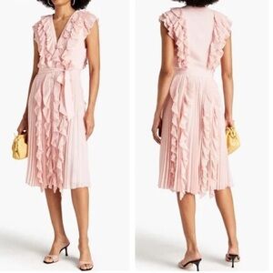 Alice + Olivia Pink Annalise Pleated Ruffle Midi Dress 2